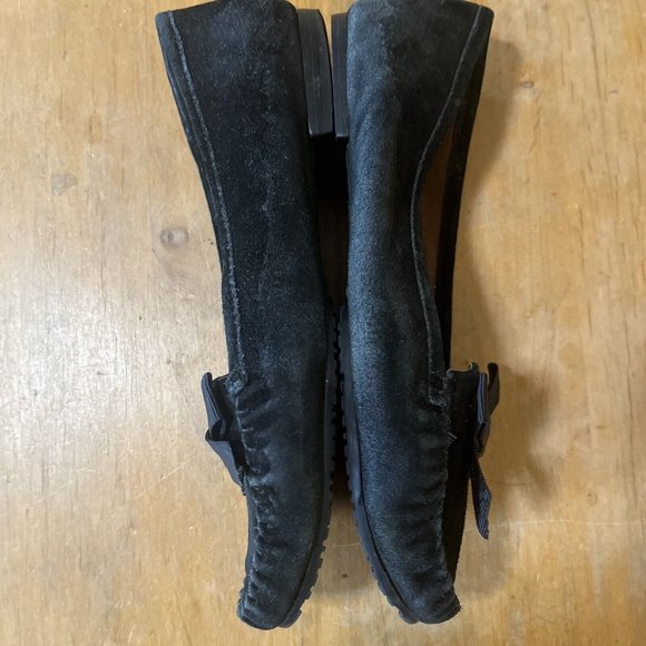 Talbots Leather Suede Loafers Flats size 5.5 M Black Slip on With Now - Picture 9 of 12
